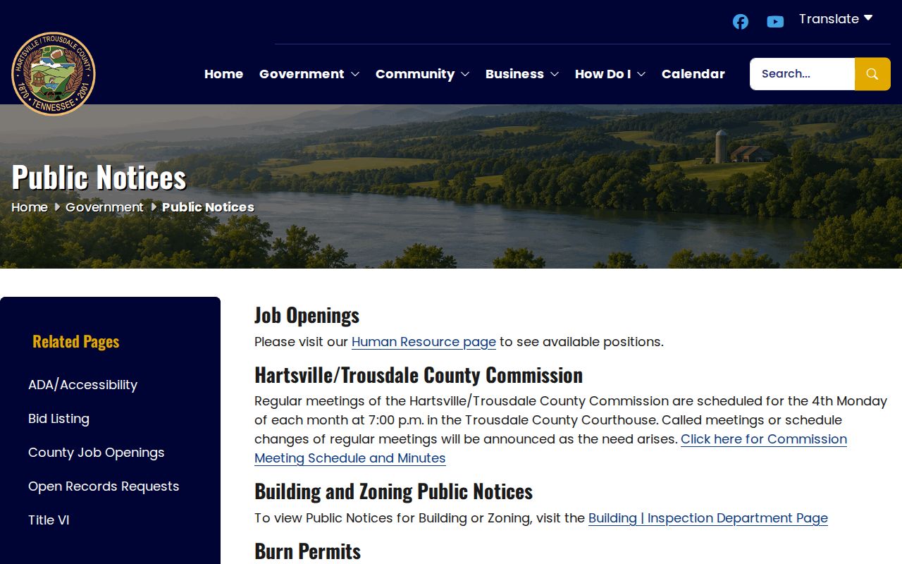 Trousdale County civil docket public records request link