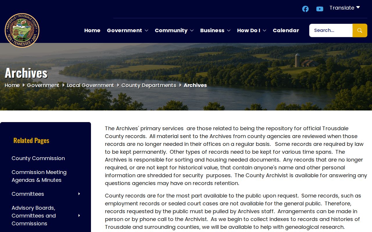 Trousdale County court records repository and archives access page