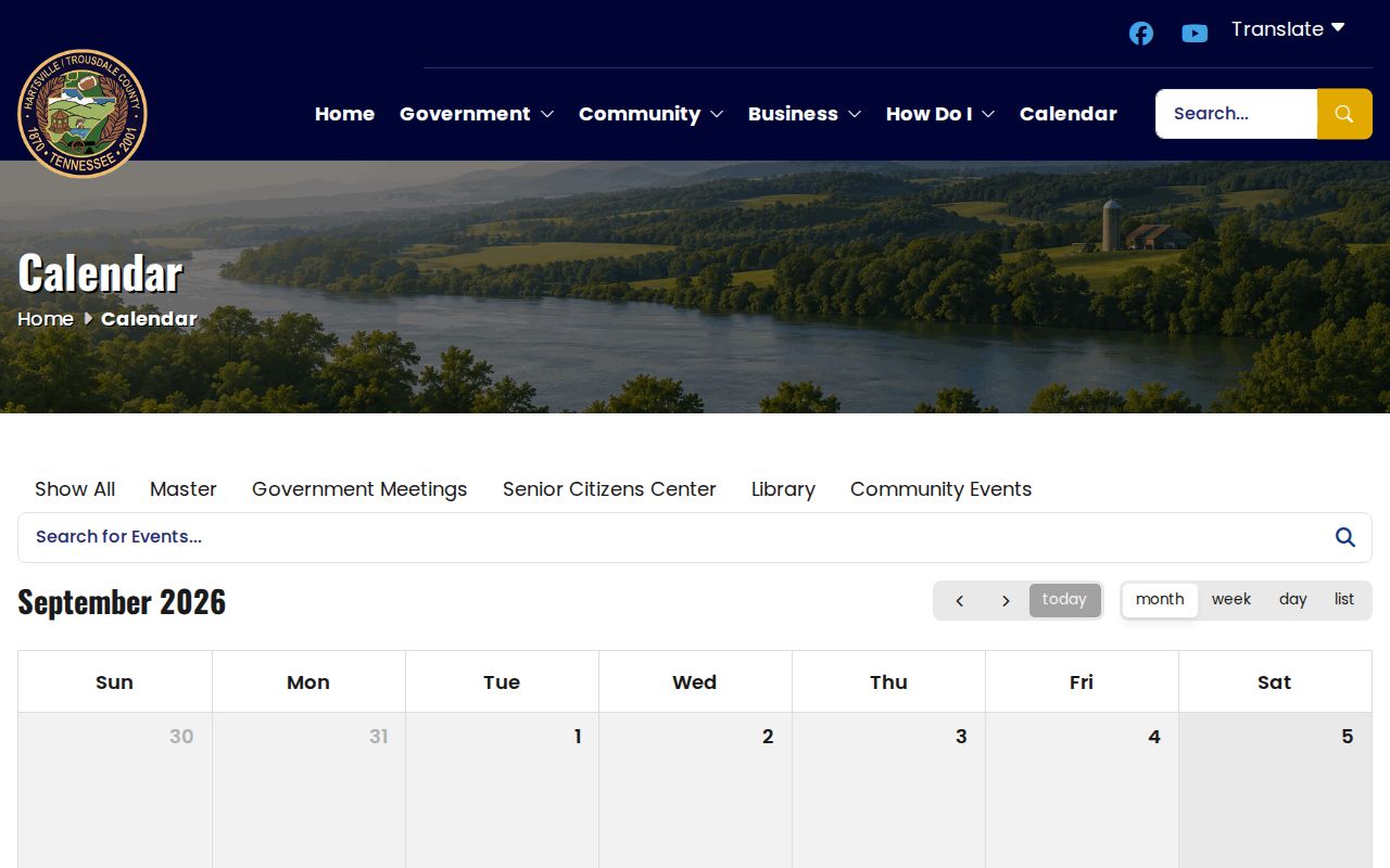 Trousdale County court calendar compared with the general county event calendar