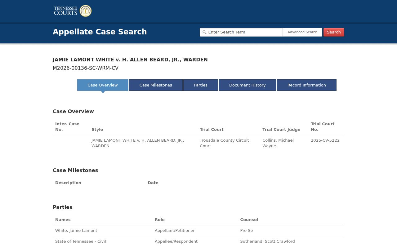 Trousdale County case search appellate overview with trial court reference